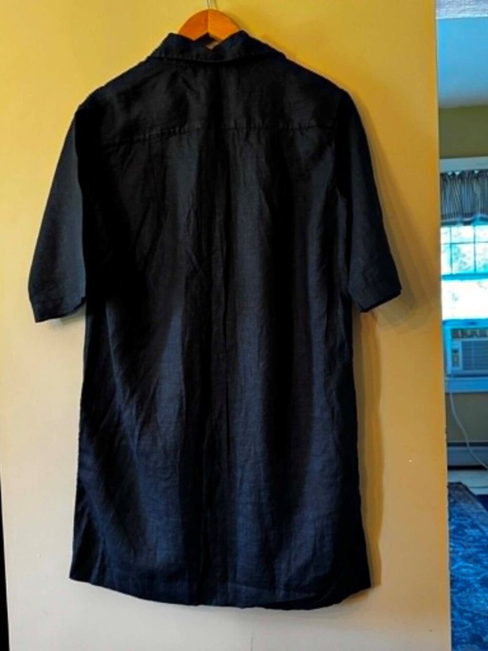 Lou & Grey Linen Button Front Shirt Dress — Black — NWT XS - Picture 3 of 5